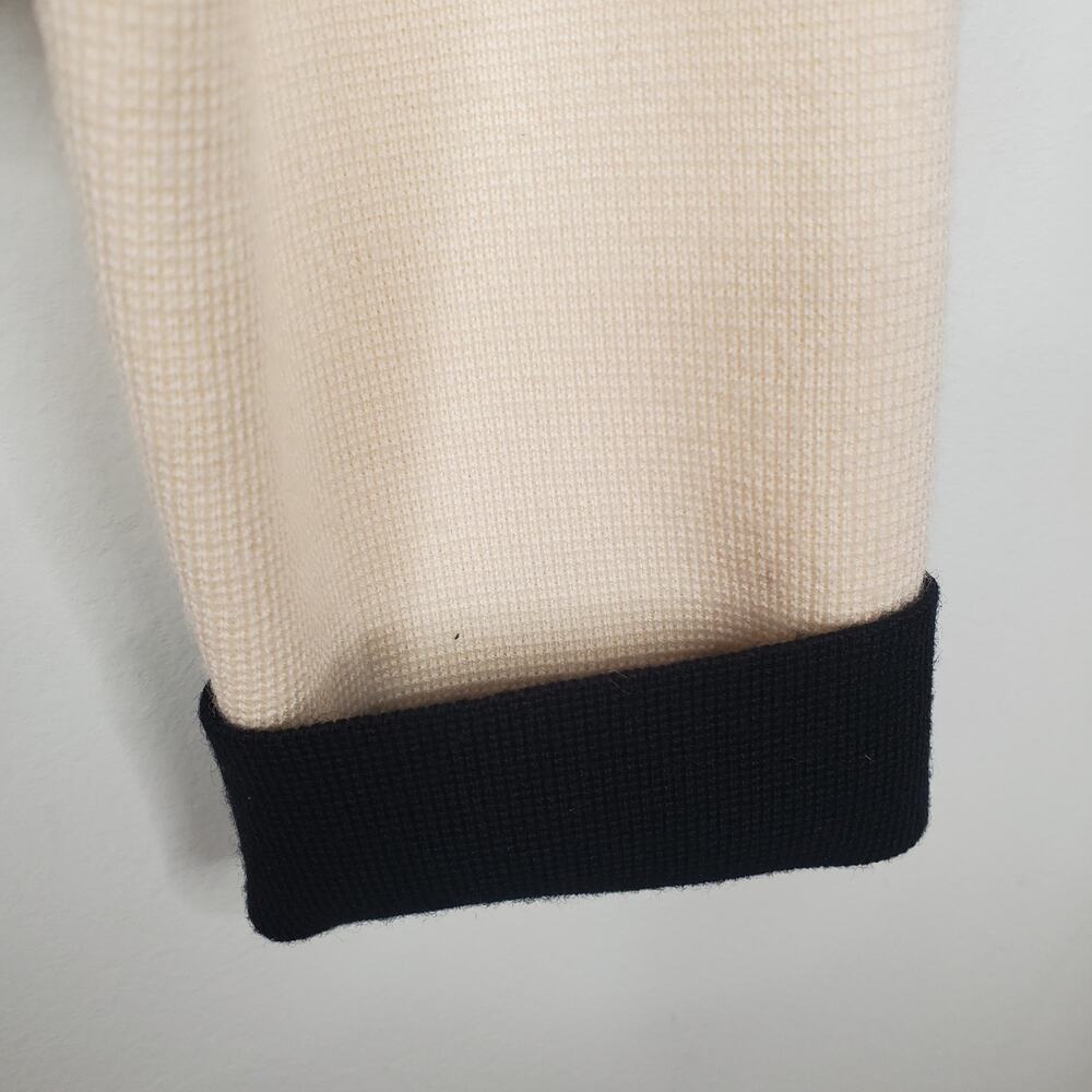 Sezane Betty Merino Wool Cropped Sweater Cardigan Ecru Black Pockets Size Small - Picture 7 of 11